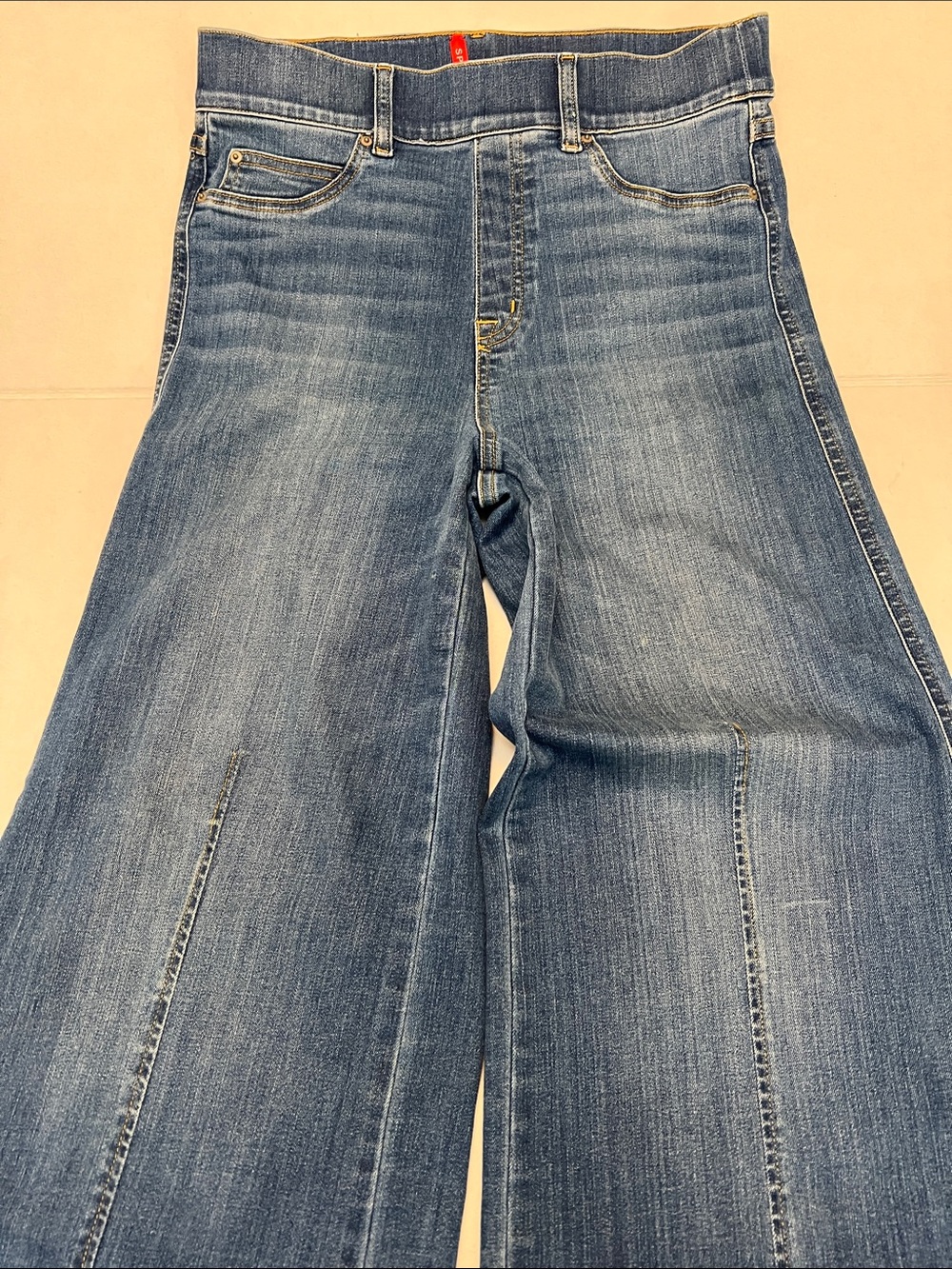 SPANX Wide-Leg High-Rise Jeans Medium Wash Stretch Shaping denim pants medium - Picture 3 of 13